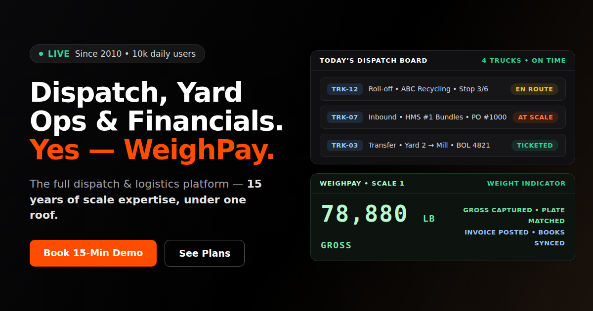 Scale Ticketing Software | Automated Weighing & Ticket Printing | WeighPay